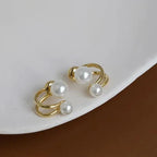 Double Pearl Stud Earring-soristyle